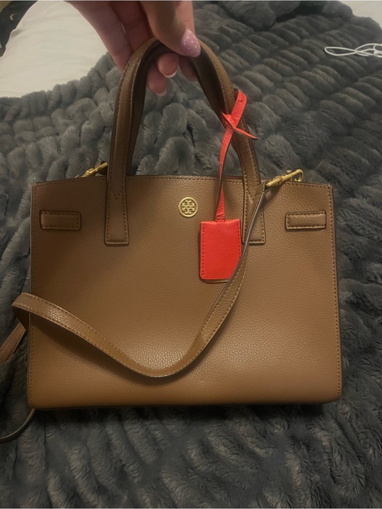 Tory Burch Robinson Pebbled Leather Tote Bag Bistro Brown  Tory Burch Brown Pebbled Leather Tote